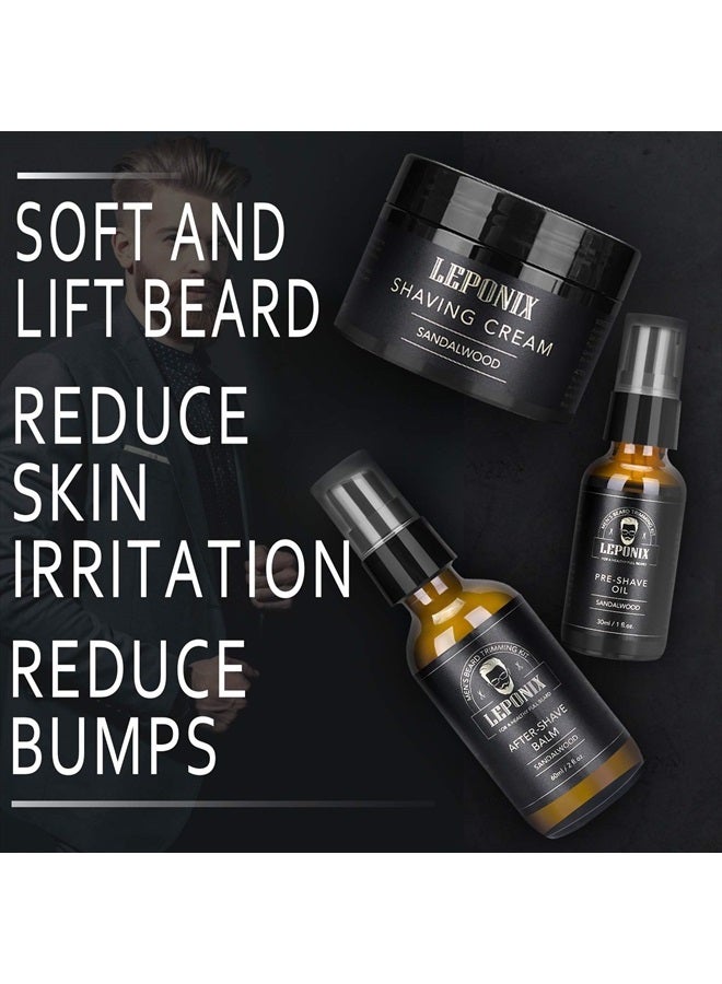 LEPONIX Shaving Kit for Men, Include Safety Razor, Sandalwood Shaving Cream, Mens aftershave, Pre Shave Oil, Shaving Brush and Bowl, Shaving Apron Bib -Unique Gifts for Men Him Stocking Stuffers - Image 3