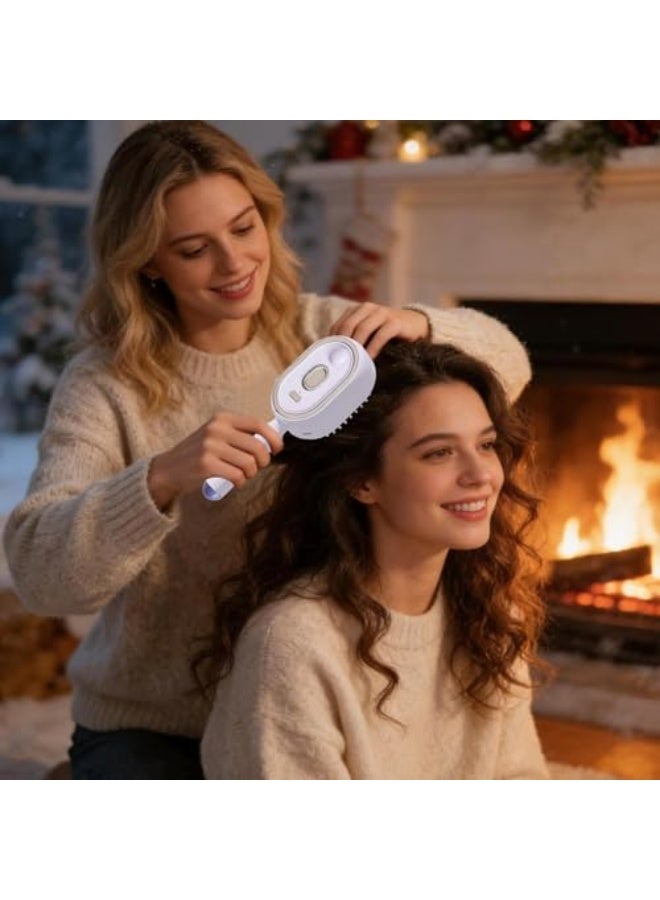 Steam Hair Straightener Brush,Detangling Rechargeable Comb with Oil, Measuring Cup,Hair Steamer Brush | for Home Smoothing Curly Thick Straight Wavy Women Girls Travel Everyday - Image 2