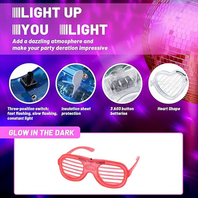 Bukela Light-up LED Glasses, 5 Pack Glasses Heart Shape Toys Party Favors Glow In The Dark Party Favors Supplies (Window) - Image 2