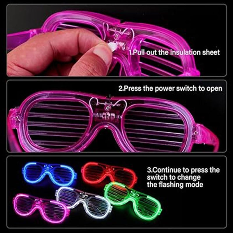 Bukela Light-up LED Glasses, 5 Pack Glasses Heart Shape Toys Party Favors Glow In The Dark Party Favors Supplies (Window) - Image 3