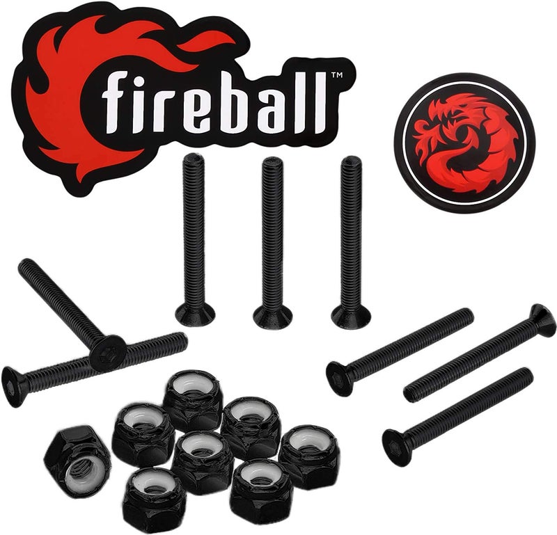 Fireball Dragon Black Stainless Steel Skateboard Hardware Set (Flat Allen, 1.0") - Image 1