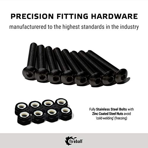Fireball Dragon Black Stainless Steel Skateboard Hardware Set (Flat Allen, 1.0") - Image 4