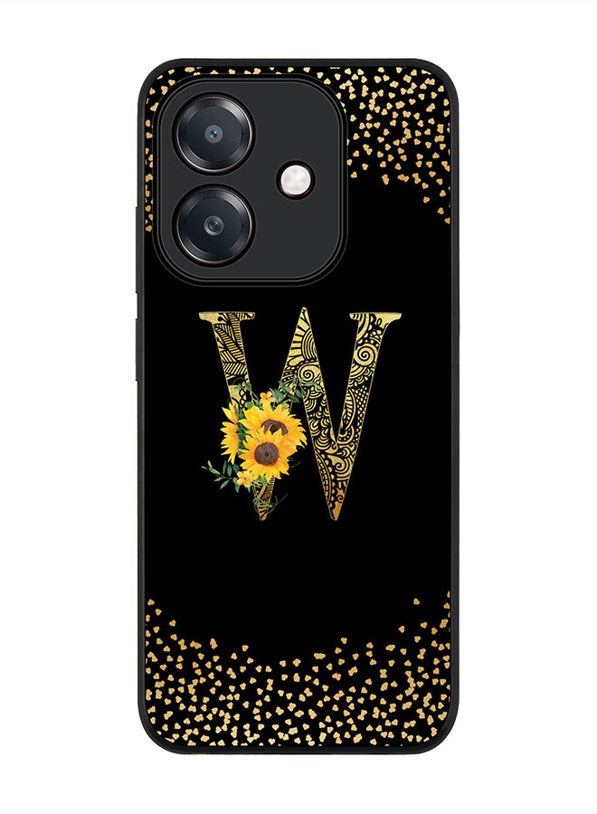 Stylizedd For Oppo A5i Case,Slim fit Camera Protection, Shockproof Thin Phone cover  - Custom Floral Monogram - W ( Black )