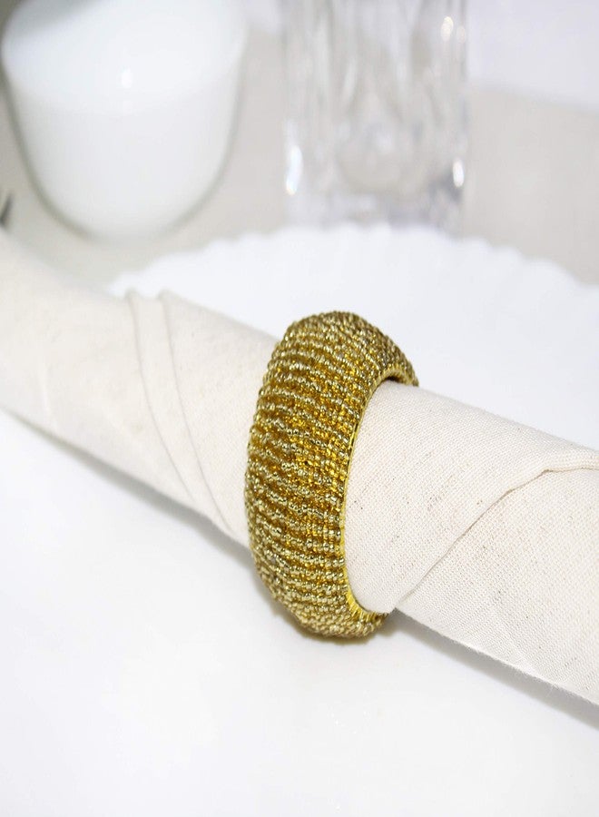 COTTON CRAFT Glitz Handmade Beaded Dining Table Napkin Rings - Set of 12 - Halloween Harvest Autumn Fall Thanksgiving Holiday Christmas Xmas Celebration Festive Party Gift Décor - Gold - Image 4