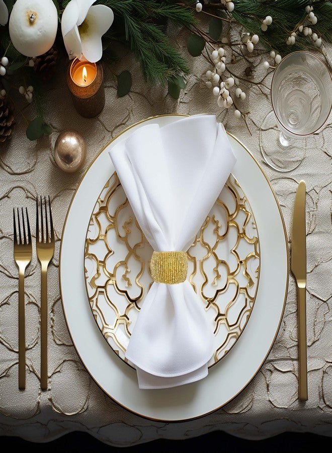 COTTON CRAFT Glitz Handmade Beaded Dining Table Napkin Rings - Set of 12 - Halloween Harvest Autumn Fall Thanksgiving Holiday Christmas Xmas Celebration Festive Party Gift Décor - Gold - Image 2