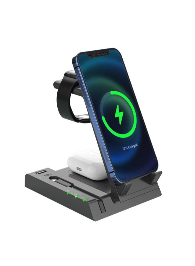 Digitplus Magnetic Wireless Charger 6 in 1 Foldable Wireless Charger Station 15W Fast Charging Dock Stand for MagSafe All Models of iPhone sumsung Huawei Xiaomi - Image 1