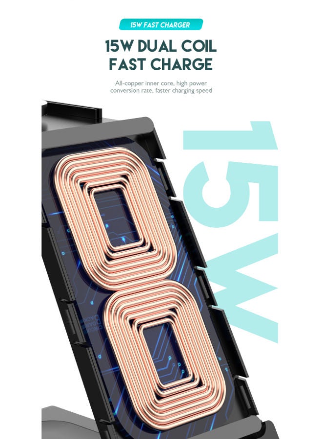 Digitplus Magnetic Wireless Charger 6 in 1 Foldable Wireless Charger Station 15W Fast Charging Dock Stand for MagSafe All Models of iPhone sumsung Huawei Xiaomi - Image 3