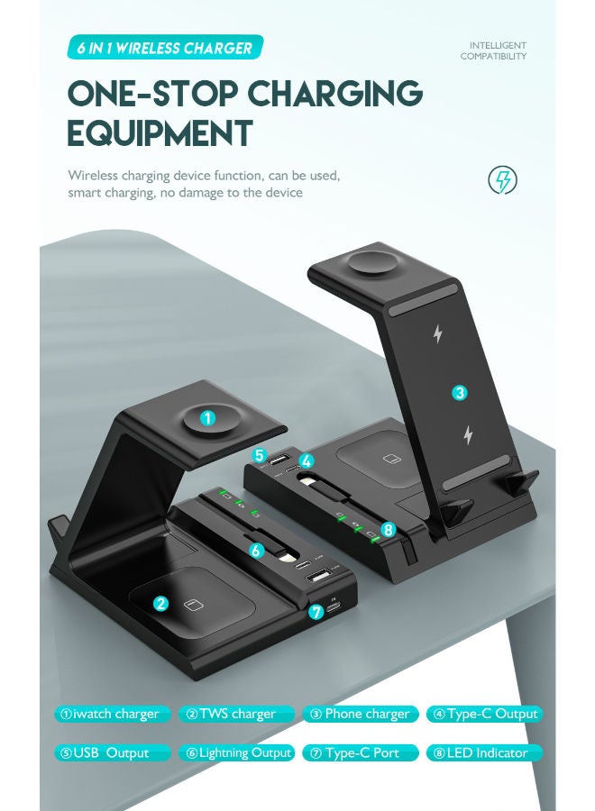 Digitplus Magnetic Wireless Charger 6 in 1 Foldable Wireless Charger Station 15W Fast Charging Dock Stand for MagSafe All Models of iPhone sumsung Huawei Xiaomi - Image 5