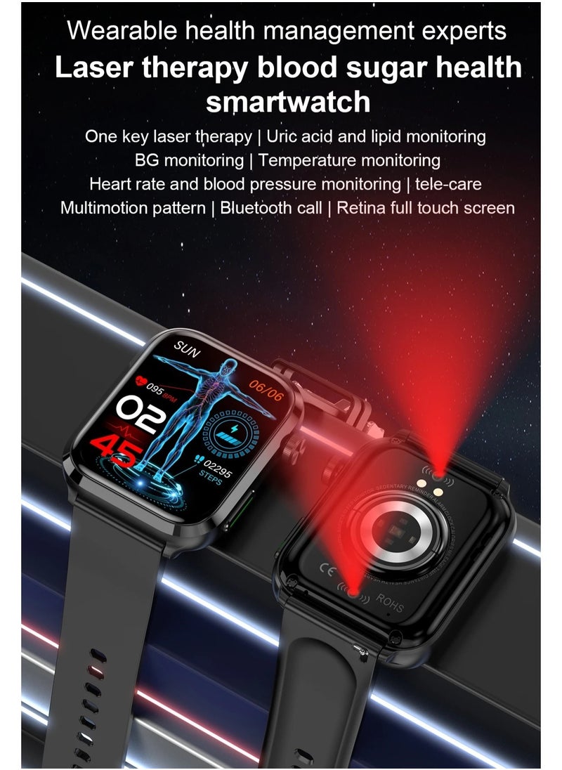 AROAQ - New Laser Therapy Health Smart Watch with Uric Acid Blood Sugar Blood Lipid and Blood Pressure Monitoring Smart Bluetooth Call - Image 1