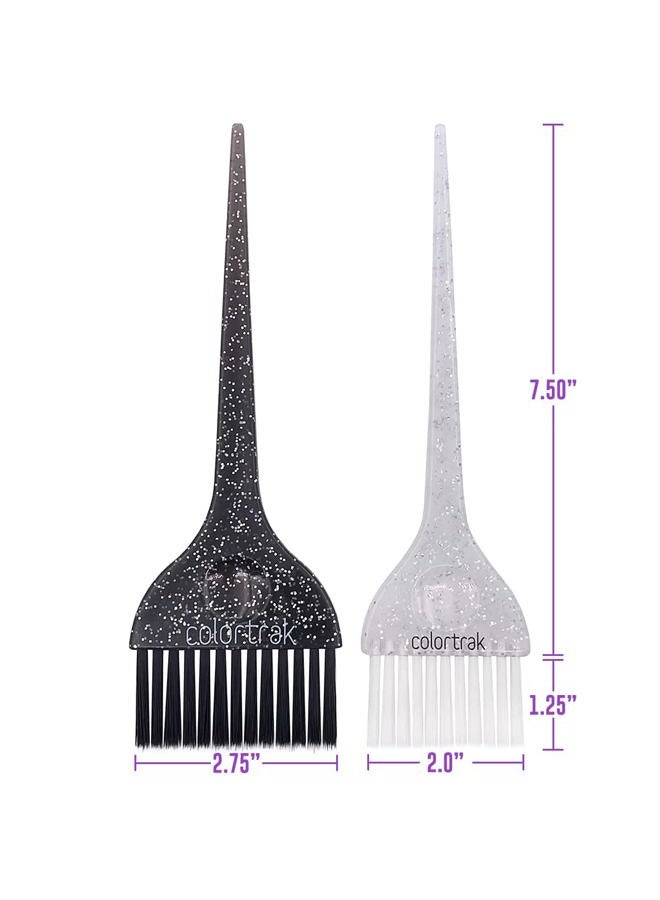 Colortrak Galaxy Glitter 2 Piece Hair Brush Set for Highlighting and Coloring Hair Sections, Includes 2.5 Inch Wide Celestial Glow Soft Bristle Brush, 3 Inch Wide Meteor Shower Stiff Bristle Brush - Image 4