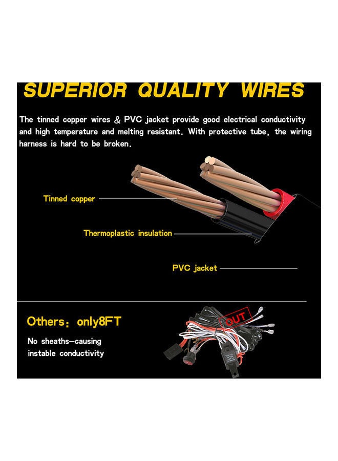 NIBEMINENT Wiring Harness Switch Relay Kit for Connect 2 LED Work Driving Light Bar - Image 3