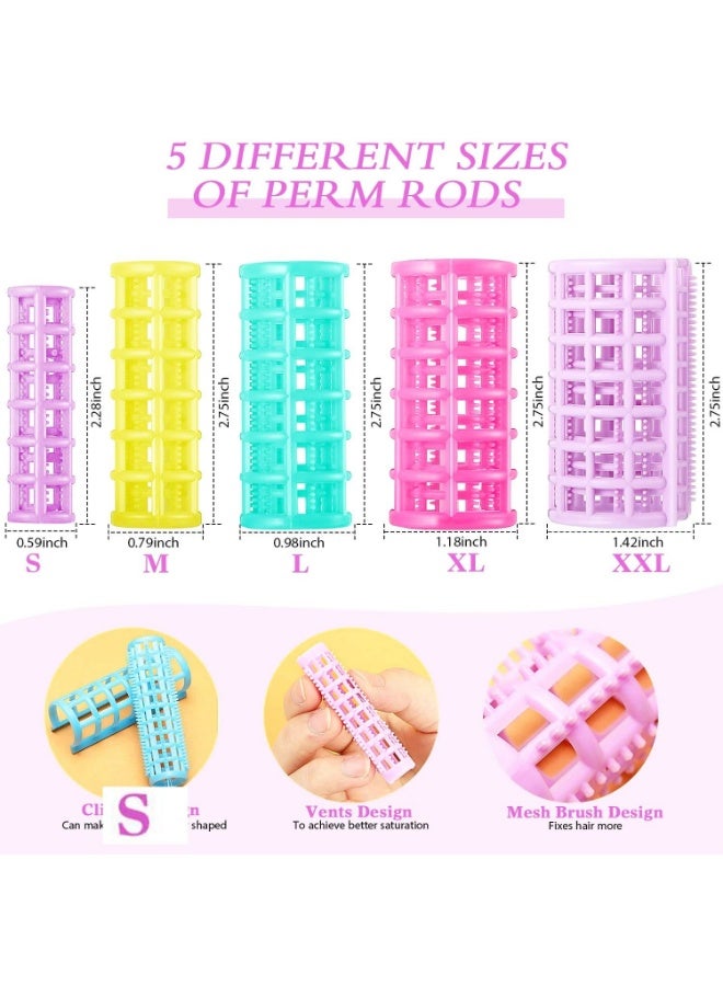 بكرات شعر بلاستيكية سهلة التركيب لتصفيف الشعر للبنات والنساء، بكرات تجعيد الشعر بدون تموجات حرارية، بكرات شعر من البلاستيك بكباسين للف وتصفيف الشعر ( 4 قطعه) لتناسب جميع الشعر متعددة الألوان - Image 5