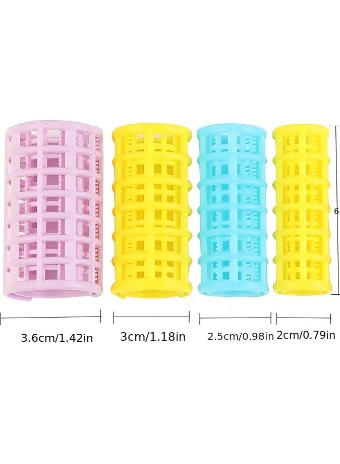 بكرات شعر بلاستيكية سهلة التركيب لتصفيف الشعر للبنات والنساء، بكرات تجعيد الشعر بدون تموجات حرارية، بكرات شعر من البلاستيك بكباسين للف وتصفيف الشعر ( 4 قطعه) لتناسب جميع الشعر متعددة الألوان - Image 3