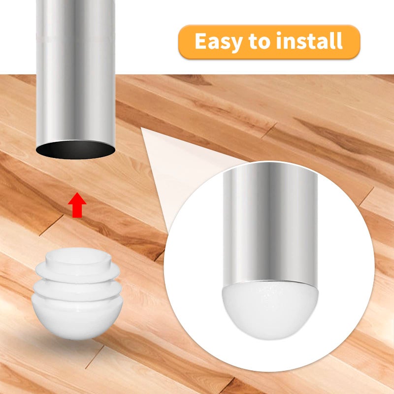 Flyshop 16-Pack Plastic End Caps Round Tube Inserts Furniture Glides For Tables And Chairs (1"", 25 Mm, Od, White) - Image 2