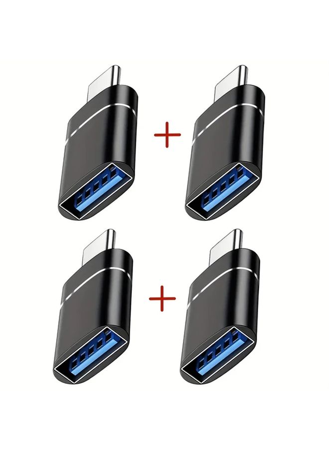 USB C To USB Adapter USBC Male To Female 3 0 OTG Type C Thunderbolt 4 Converter Data Transfer For Mac iPad Microsoft Surface Samsung Galaxy S25 S24 Compact High Speed Black 4pcs - Image 1