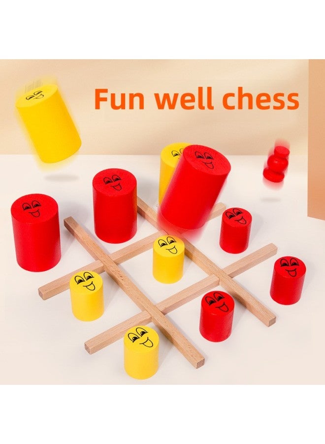 Wooden Fun Children's Parent-Child Doll Well Zi Chess Big Eat Small Interactive Toy Children's Thinking Training Intellectual Development-Color:Eat Small Tic-tac-toe - Image 2