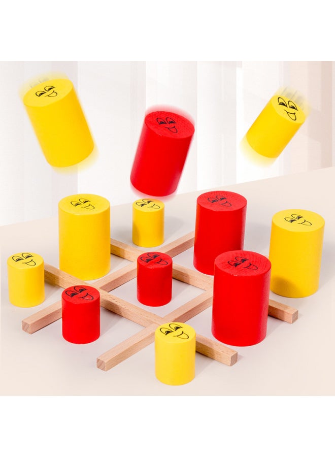 Wooden Fun Children's Parent-Child Doll Well Zi Chess Big Eat Small Interactive Toy Children's Thinking Training Intellectual Development-Color:Eat Small Tic-tac-toe - Image 4