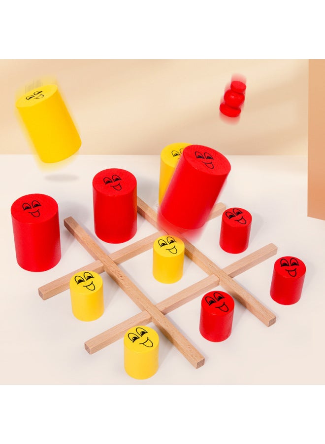 Wooden Fun Children's Parent-Child Doll Well Zi Chess Big Eat Small Interactive Toy Children's Thinking Training Intellectual Development-Color:Eat Small Tic-tac-toe - Image 1