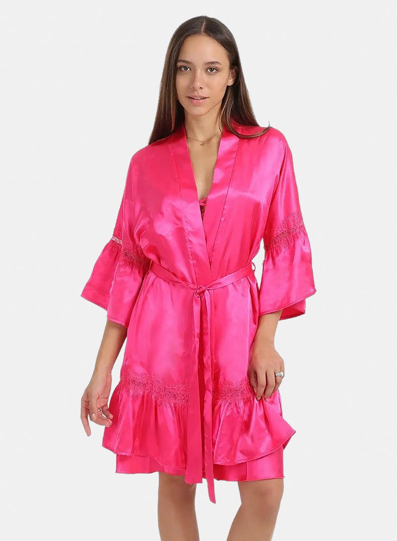 Carina Satin Robe with Ruffles - Image 1