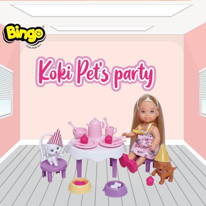 سوفت دمية كوكي لحفلة بينجو للحيوانات الأليفة مع حيوانات أليفة، 16 قطعة - متعددة الألوان