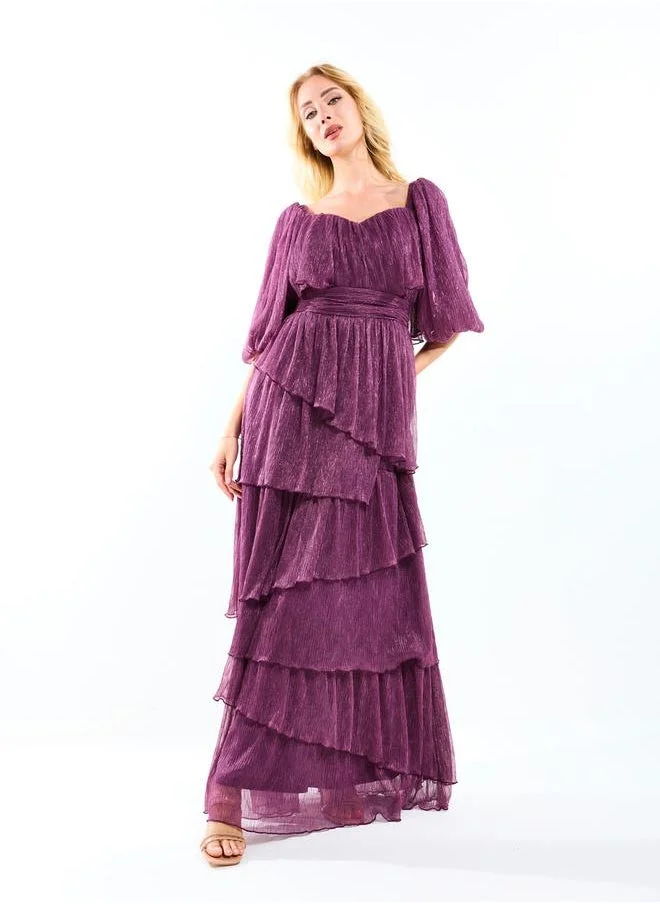 هاوس اوف مودا Sweetheart Neck Layered Tiered Maxi Dress by Styli
