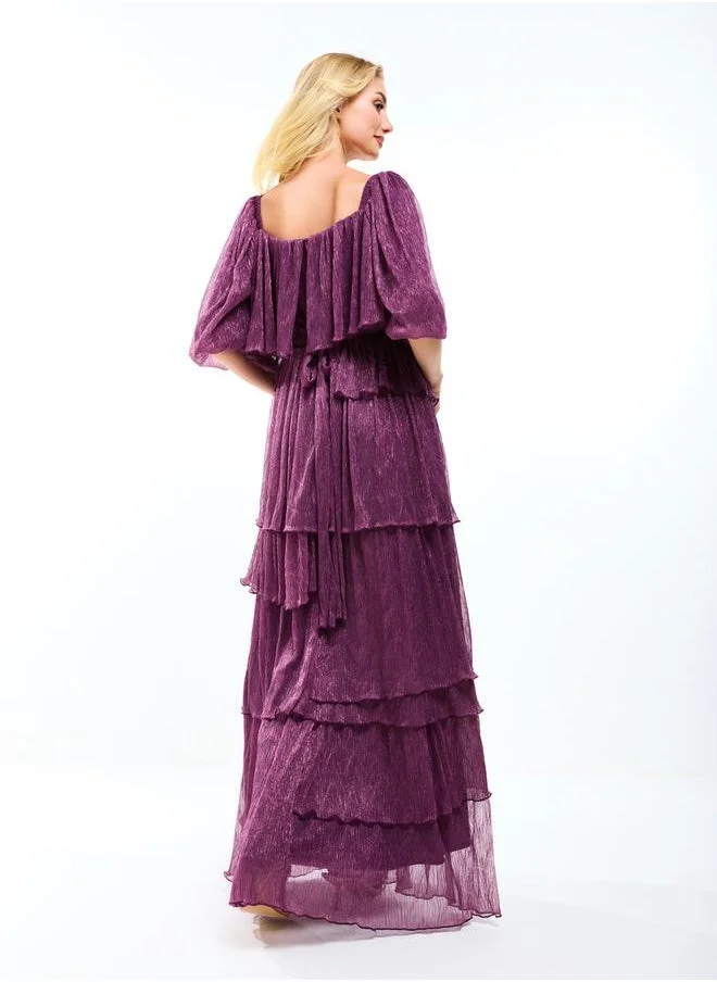 House of Moda Tiered Metallic Dress