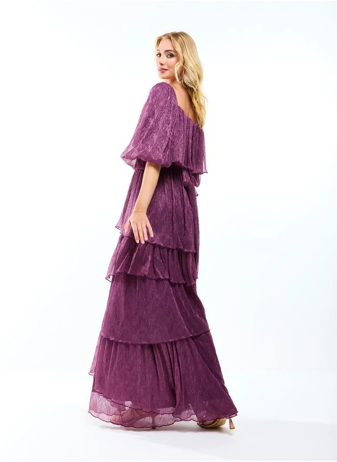 House of Moda Sweetheart Neck Layered Tiered Maxi Dress