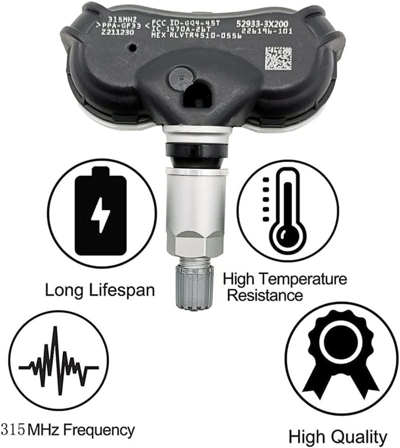 Cheriezing 52933-3X200 Programmed Tire Pressure Monitoring System (TPMS) Sensor Set of 4 - Image 3