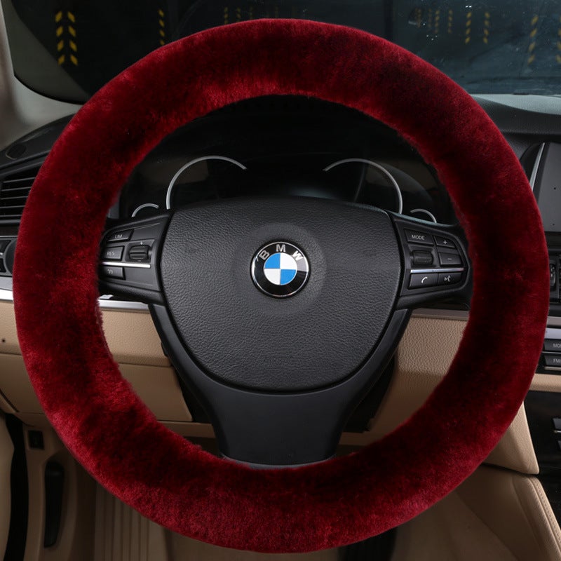 Generic Winter Short Wool Steering Wheel Cover Bean Green  - Image 5