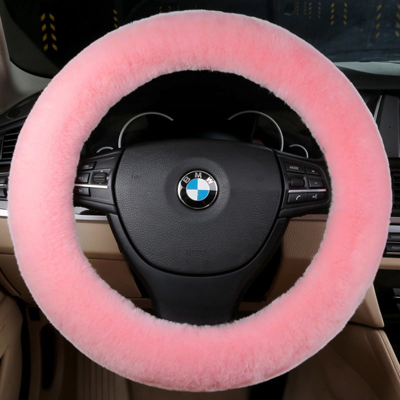 Generic Winter Short Wool Steering Wheel Cover Bean Green  - Image 4