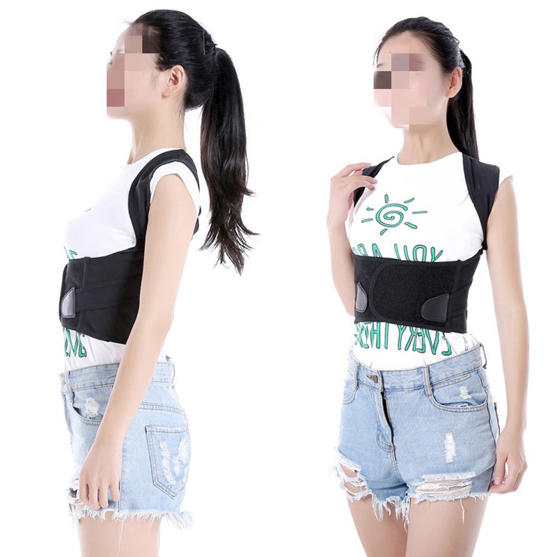 Adjustable Flexible Posture back Belt Vest Shoulder Hunchback Relief Humpback Band Size L (Black) - Image 1
