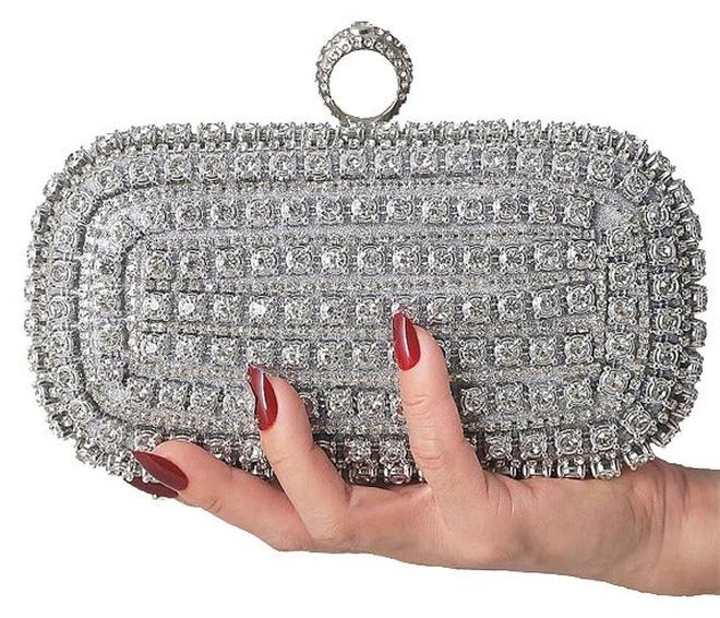 حقيبة كلاتش فاخرة مرصعة بالألماس حقيبة فستان الزفاف حقيبة سهرة فاخرة مرصعة بالألماس - Image 1
