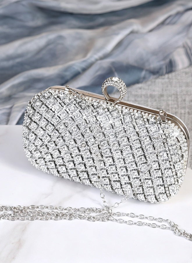 Luxury Diamond Encrusted Clutch Bag Wedding Party Dress Bag Evening Bag - Image 5