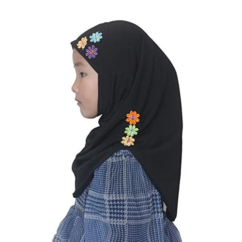 Modest Beauty Instant Hijab for Kids Girls Muslim Headscarf Islamic Scarf with Flowers Soft - Image 2
