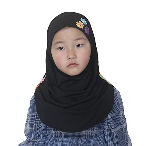 Modest Beauty Instant Hijab for Kids Girls Muslim Headscarf Islamic Scarf with Flowers Soft - Image 1