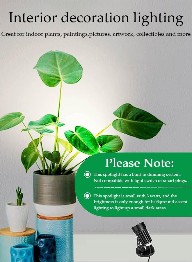 DUNISO LED Spot light, 3W Spotlight Uplights Indoor, 3 Color Lighting Modes and Foot Switch, , 1.8m Cord Courtyard Light ,Plug in Light Be Available for Yard ,Step, Lawn ,Plant Artwork - Image 5