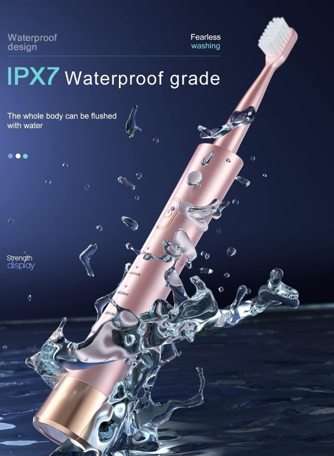 Topleo Sonic Electric Toothbrush for Adults, USB Rechargeable Sonic Toothbrush with 8 Brush Heads, Smart Timer, 5 Modes, 2-Hour Fast Charge Last 30 Days, Pink - Image 5