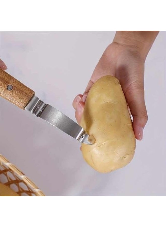 Happy Home 2 in 1 Multipurpose Peeler for Fruits and Vegetables - Horizontal Peeling Blade and Durable Wooden Handle  - Image 4
