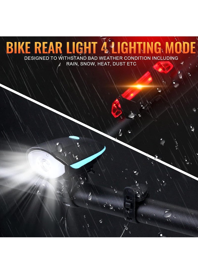 LIMOS Bike Light Set USB Rechargeable Bycicle LED Accessories Night Cycling Headlight Tail Rear Reflectors for Mountain Bike 4 Lighting Modes, Easy to Install (Blue)  - Image 5
