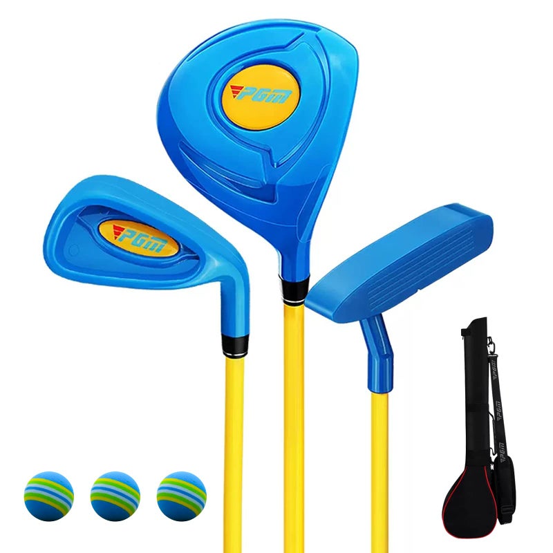 PGM Children's Golf Club Set - Can Hit Real Balls, 3 Pieces Clubs Includes Wood, Iron, and Putter, Great for Beginner Boys and Girls, Instructional Training Set - Image 1