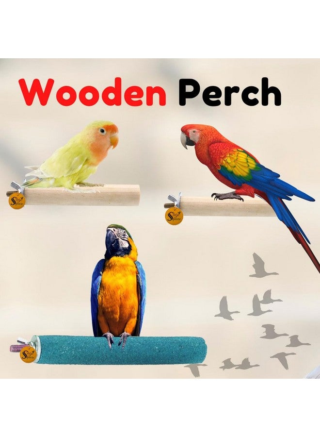 سايج سكوير مجموعة من 6 و10 و12 بوصة من مجاثم الرمل الخشنة المصنوعة من الخشب الطبيعي | حامل اللعب والتدريب وملحقات القفص | العصافير والببغاوات والبادجي والكوكاتيل (عبوة من 3 قطع) - Image 2