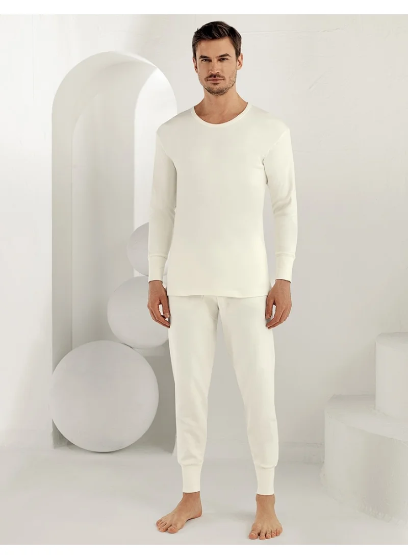 Şahinler Long Sleeve Crew Neck Interlock Underwear White ME016