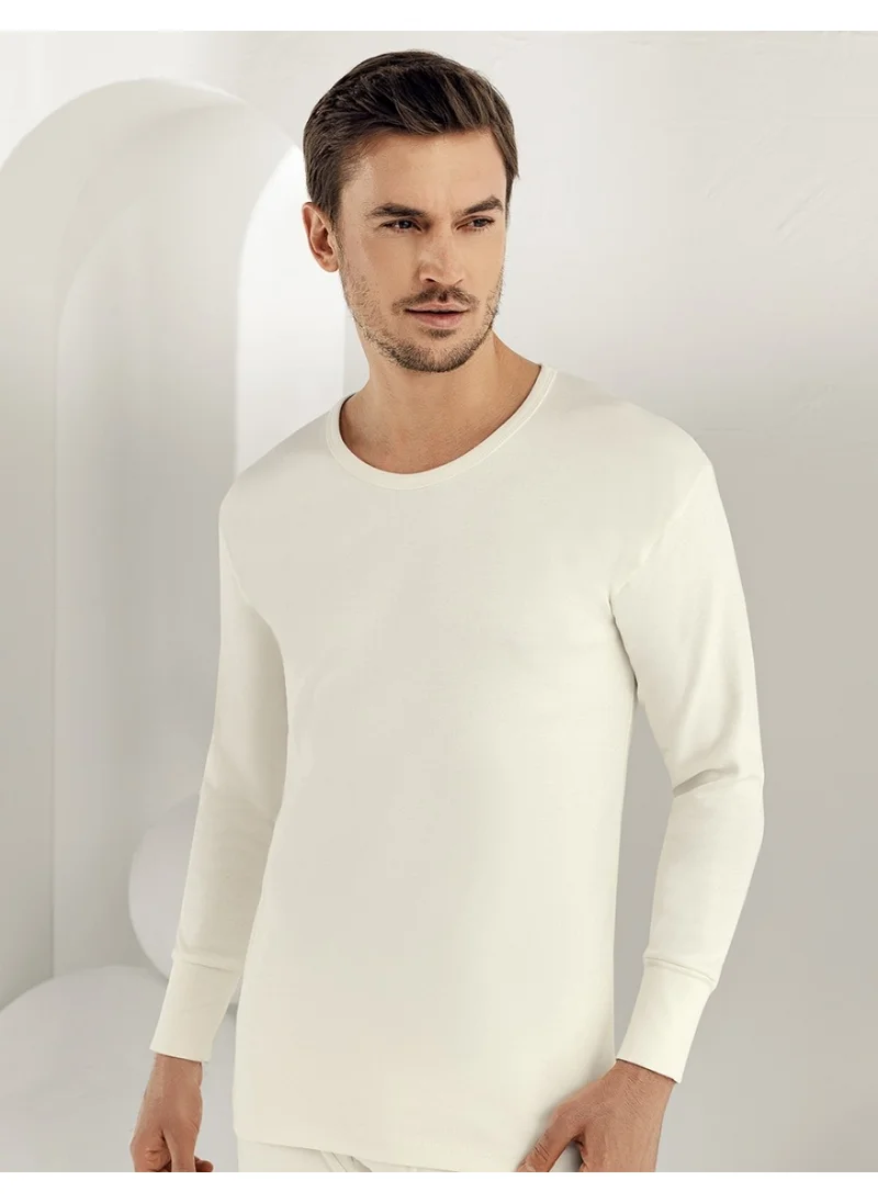 Şahinler Long Sleeve Crew Neck Interlock Underwear White ME016