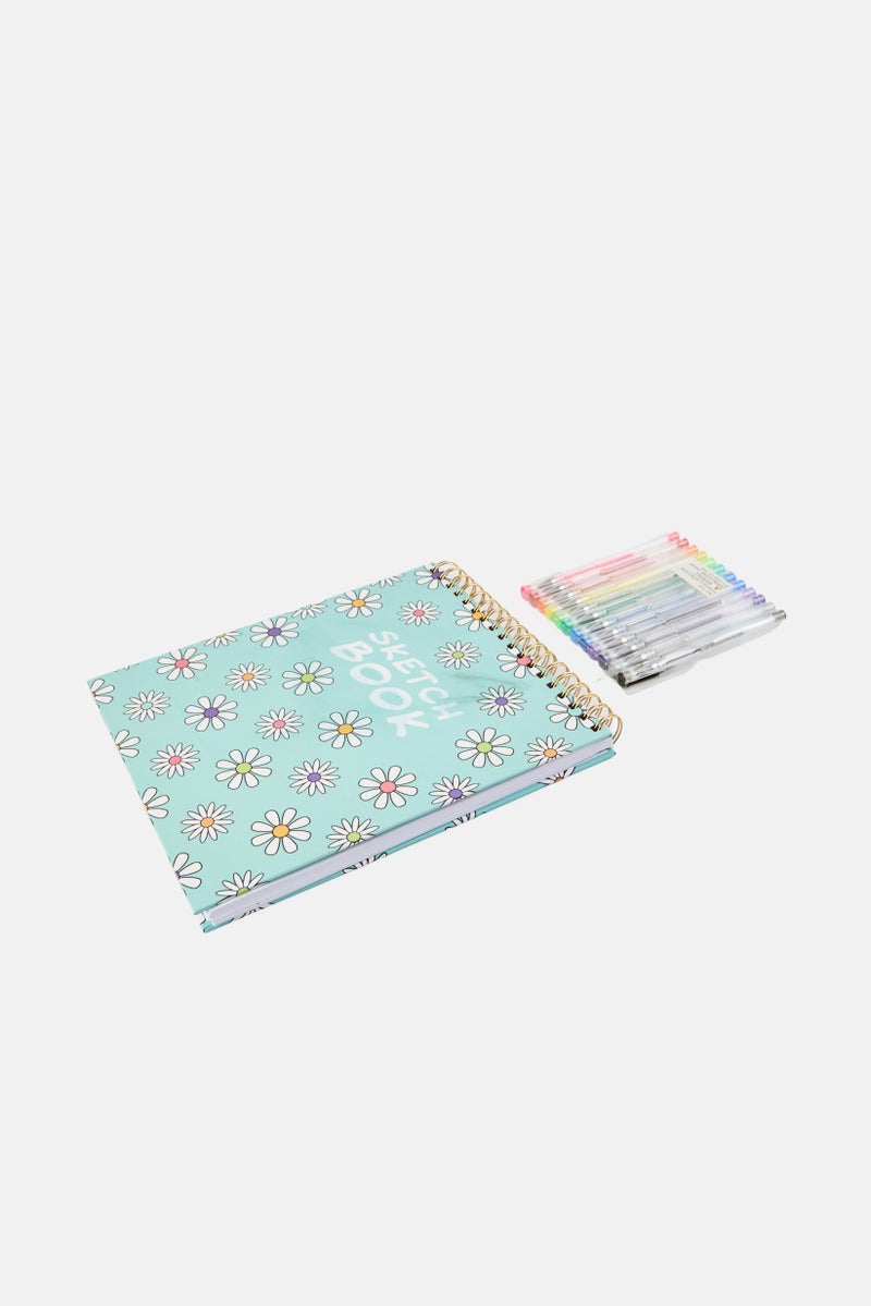 Paperbuzz Sketchbook With Perforated Pages And 12 Gel Pens Daisy, Multicolor - Image 2
