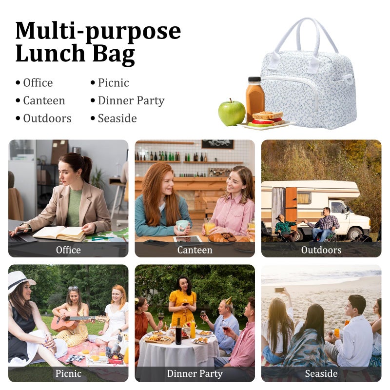 MEXS Insulated Lunch Bag for Women Men Large Reusable Lunch Box Adult Leakproof Portable Cooler Tote Bags for Work Picnic (lavender) - Image 5