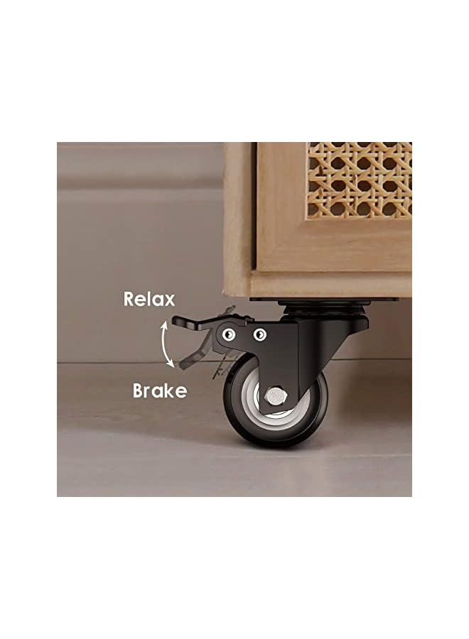 KASTWAVE 2 Inch Swivel Caster Wheels Heavy Duty Plate Casters With Safety Brake Total Capacity 600Lbs 360 Degree Rotation Pulley For Set Of 4 2 With Brakes And 2 Without - Image 3