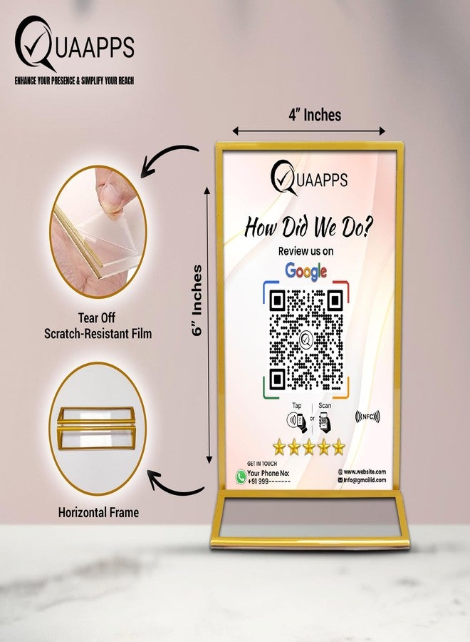 حامل QUAAPPS القابل للتخصيص بتقنية NFC لعرض تقييمات جوجل | شاشة عرض عداد التعليقات بنقرة أو مسح ضوئي | حامل أعمال صغير الحجم للمتاجر والعيادات والمطاعم | 6 × 4 بوصة - Image 3