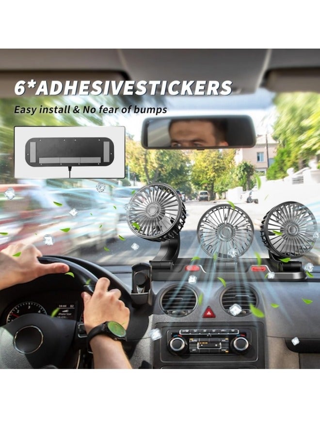 Portable 3-Head Car Cooling Fans - 2-Speed Adjustable, 360° Rotating, USB Charging Cable Plug, Powerful Airflow for Vehicles, RVs, and SUVs - Image 4
