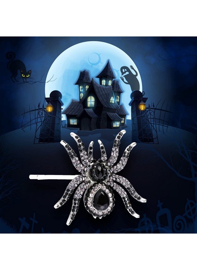 EVER FAITH - Women'S Austrian Crystal Gorgeous Spider Hair Clip Black Silvertone - Image 1