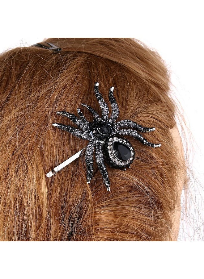 EVER FAITH - Women'S Austrian Crystal Gorgeous Spider Hair Clip Black Silvertone - Image 1